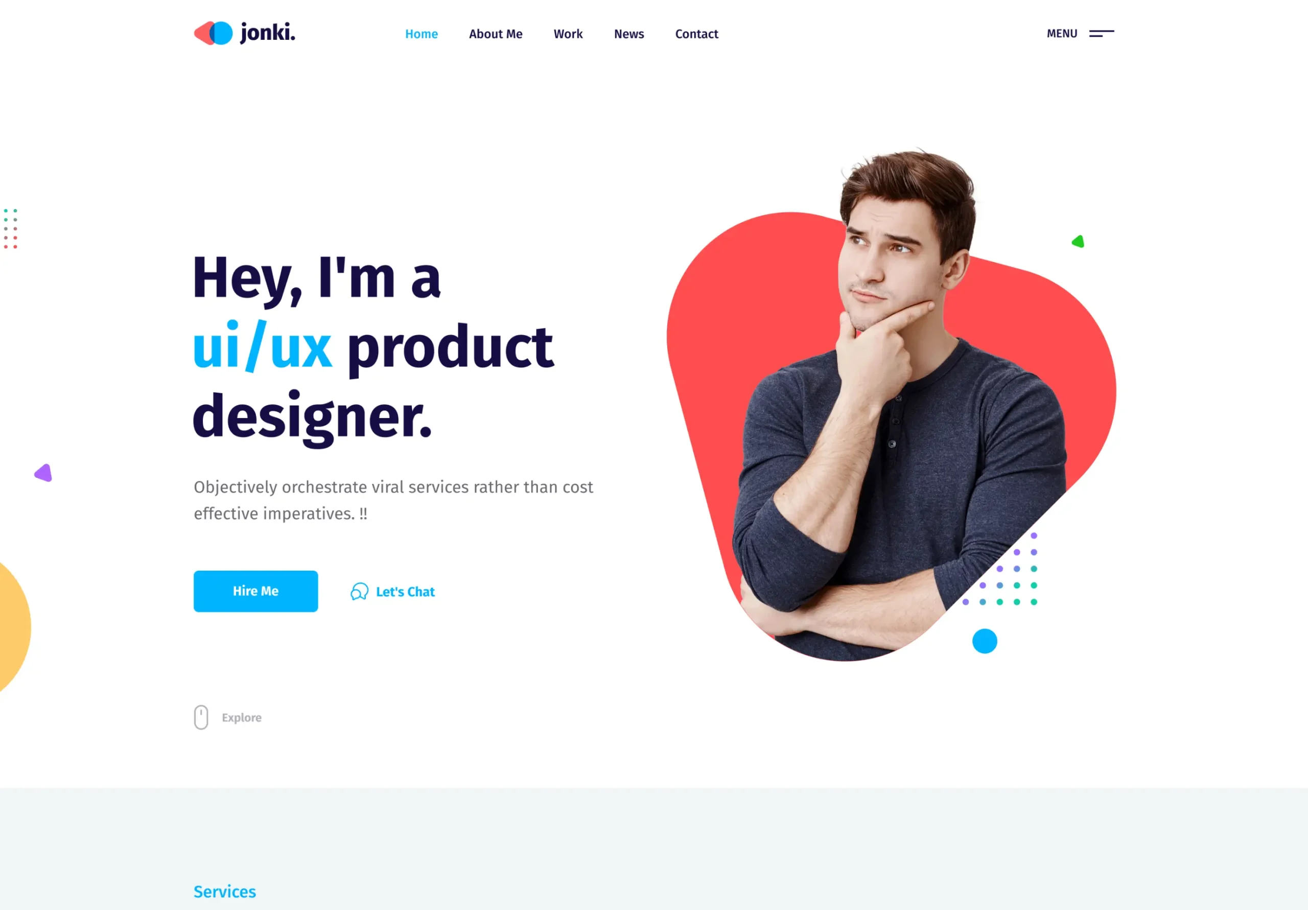 Jonki Personal Portfolio - Gutenberg WordPress Template