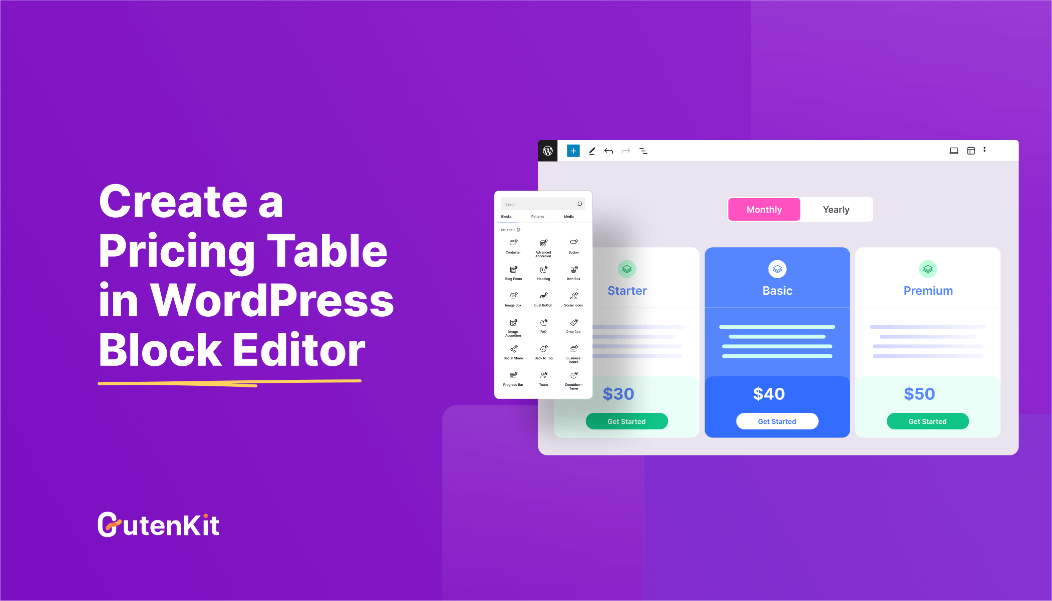 How to create a pricing table in WordPress block editor