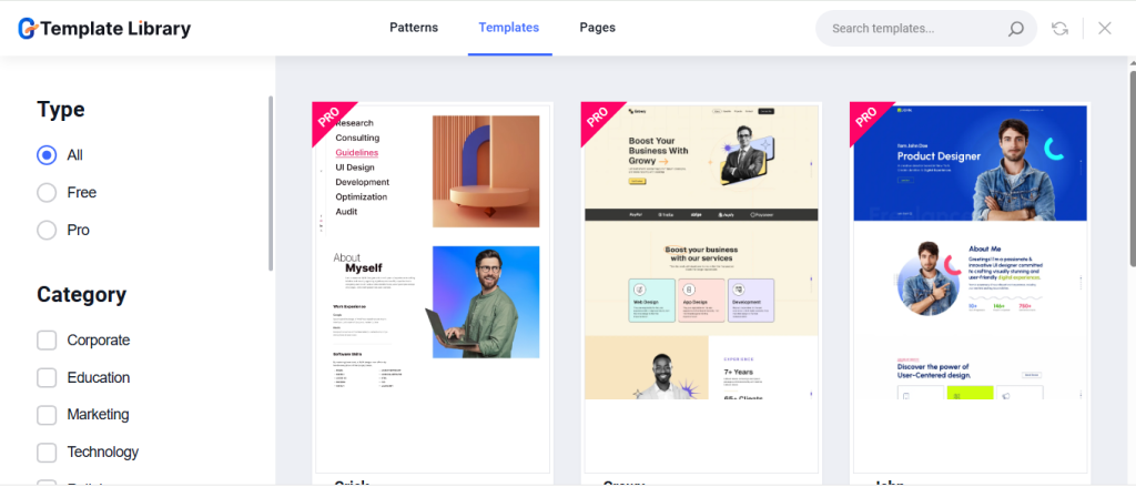 GutenKit offers several designs to make your desired portfolio for the agency website