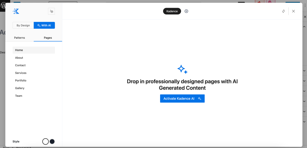 AI integration of Kadence Blocks