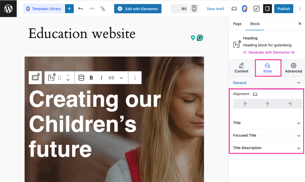 Customize the content of education template