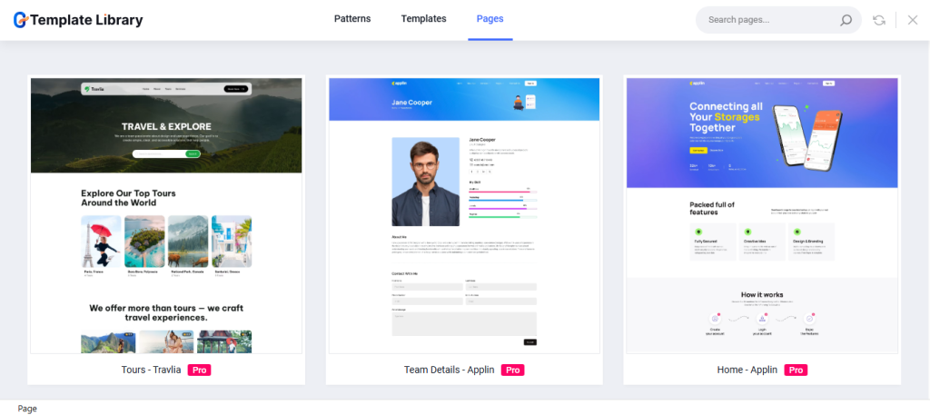 Choose a homepage template from the pages option