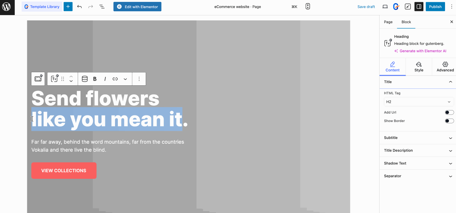 Content customization of eCommerce template
