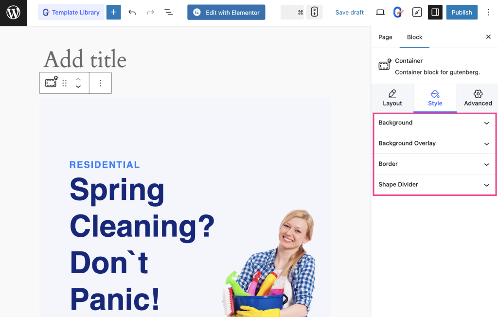 Cleaning website layout customization with GutenKit