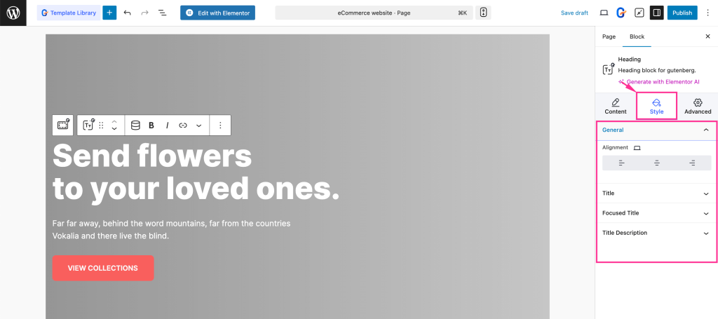 Content customization of eCommerce template