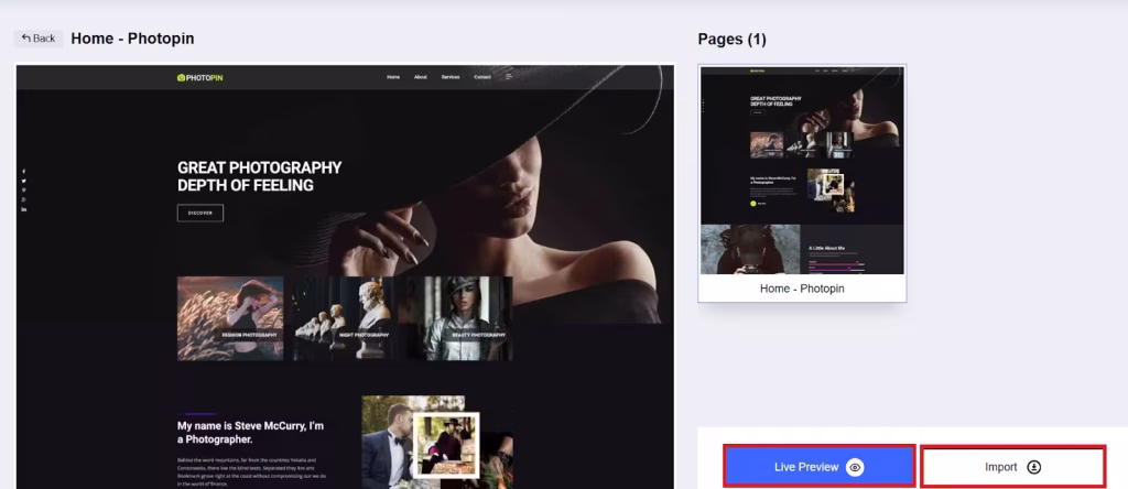 Preview and import your template