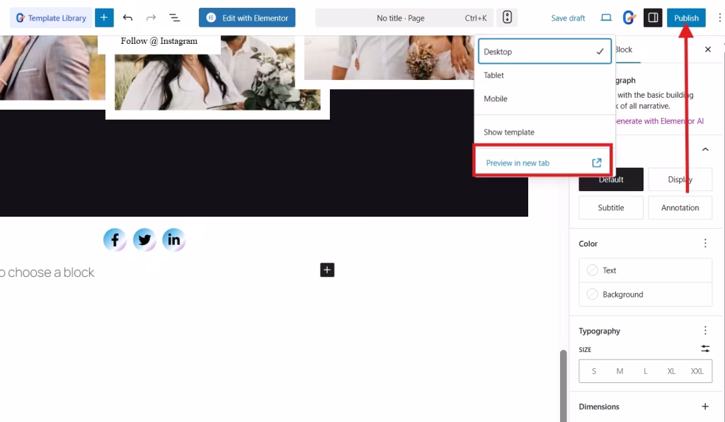 Preview and publish your portfolio website