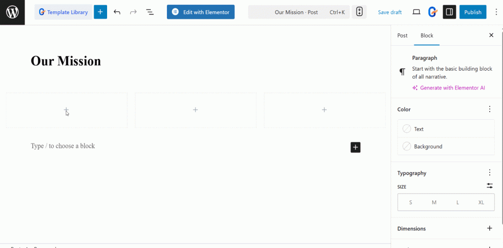Design your mission page for Charity website with GutenKit