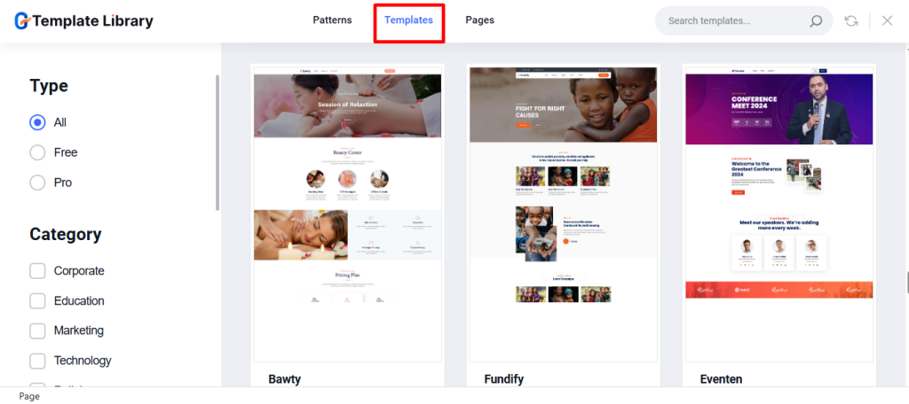 GutenKit template library