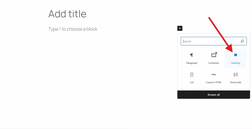 Open Heading block for tooltip using HTML code
