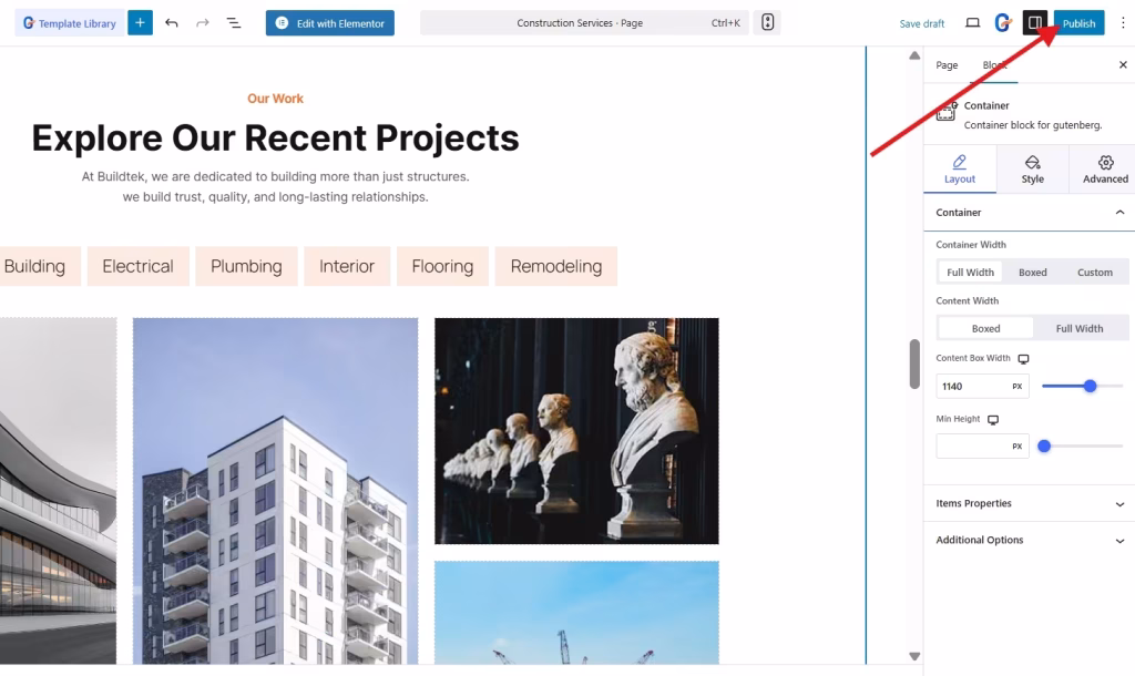 Publish construction website