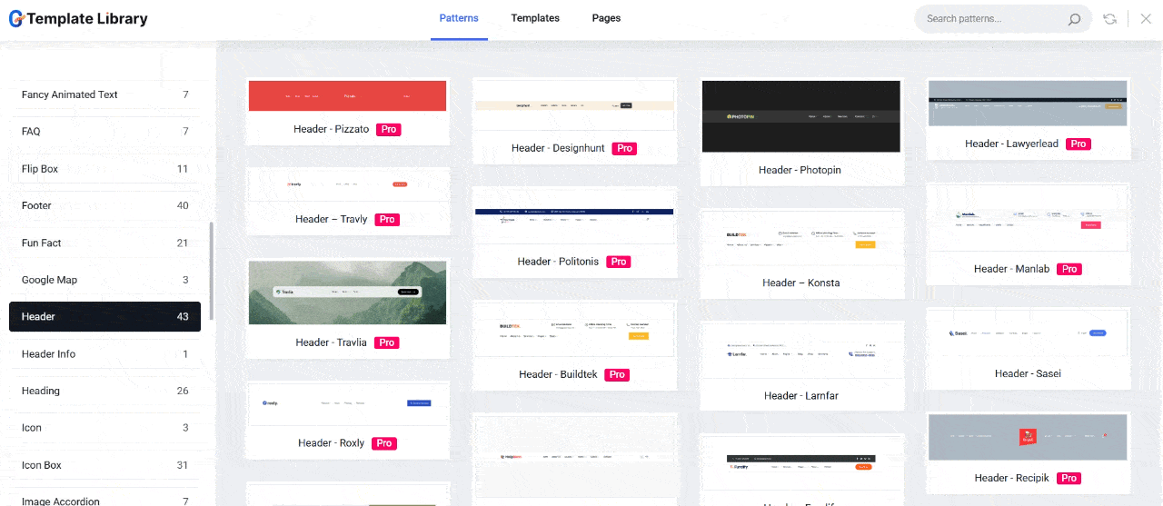 GutenKit blocked-based patterns