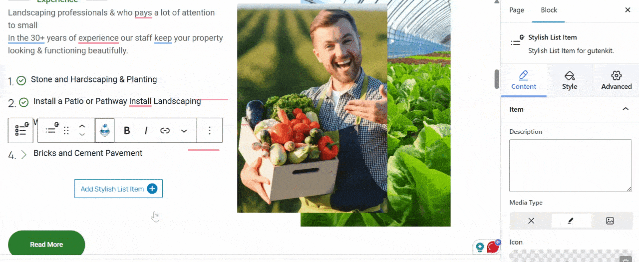 Add item list using stylish block
