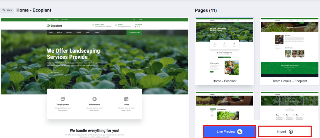 Live Preview and Import