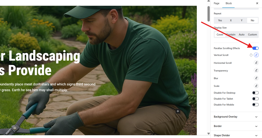 parallax scrolling effect